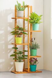 Living and Home Rustic Wooden 5-Tier Potted Plant Stand Display Shelf Rack Holder 103cm H in Brown