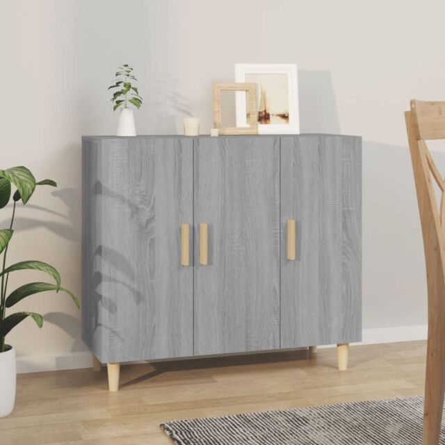 Berkfield Home Sideboard Grey Sonoma 90x34x80 cm Engineered Wood - Size: 90 x 34 x 80 cm - image 1