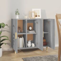 Berkfield Home Sideboard Grey Sonoma 90x34x80 cm Engineered Wood - Size: 90 x 34 x 80 cm - thumbnail 6