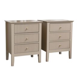 Melody Maison Pair Of 3 Drawer Bedside Tables - Hales Tan Range in Beige - thumbnail 1