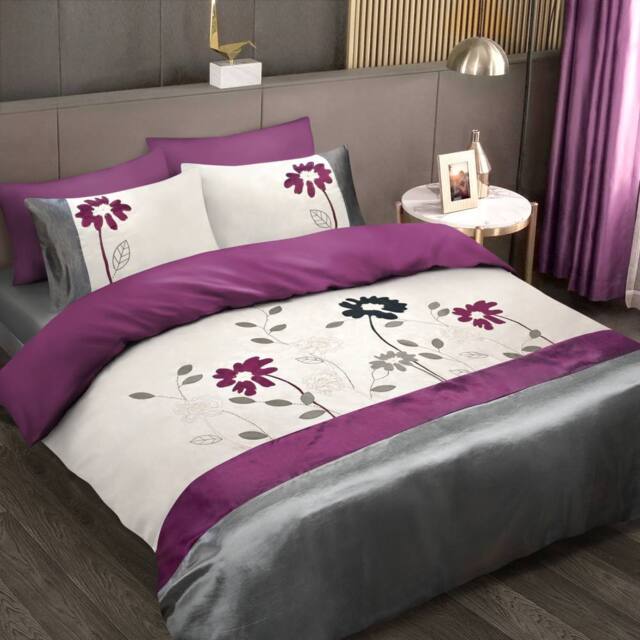 Intimates Embellished Floral Embroidery Duvet Cover & Pillowcase Set - Size: Single