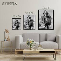 "Artery8 Bonnie & Clyde American Outlaws Framed Canvas Wall Art Print in Grey - Size: W12"" x H16""" - thumbnail 4