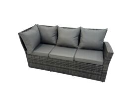 Fimous 10 Seat Rattan Garden Furniture Corner Sofa Set with 3 Footstools in Dark Grey - thumbnail 3