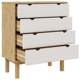 Berkfield Home Beautiful Drawer Cabinet OTTA Brown&White 76.5x39.5x90cm Solid Wo in Natural - Size: 76.5x39.5x90 cm - thumbnail 5