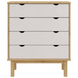 Berkfield Home Beautiful Drawer Cabinet OTTA Brown&White 76.5x39.5x90cm Solid Wo in Natural - Size: 76.5x39.5x90 cm - thumbnail 6