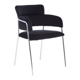 Orsina Tamzin Velvet Dining Chair With Chrome Finish in Black - thumbnail 1