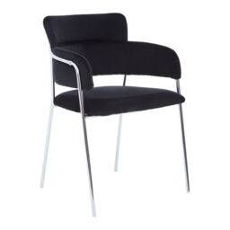Orsina Tamzin Velvet Dining Chair With Chrome Finish in Black - thumbnail 6