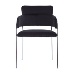 Orsina Tamzin Velvet Dining Chair With Chrome Finish in Black - thumbnail 2