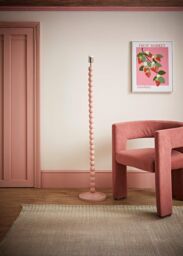 ValueLights Bobbins Painted Rose Pink Freestanding Floor Lamp Base Light in Pale Pink - thumbnail 1