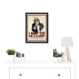 Artery8 World War WW2 USA Uncle Sam We Want You Army Iconic A4 Artwork Framed Wall Art Print in Black - thumbnail 2