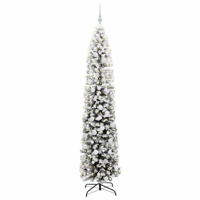Berkfield Home Stunning Artificial Christmas Tree with 300 LEDs with Stand Green in White - image 1
