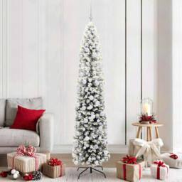 Berkfield Home Stunning Artificial Christmas Tree with 300 LEDs with Stand Green in White - thumbnail 2