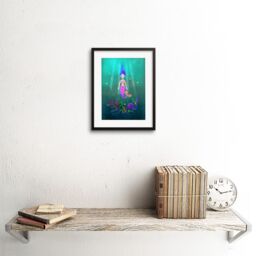 "Artery8 Wall Art Print Mermaid Pink Framed Art in Black - Size: W7"" x H9""" - thumbnail 2