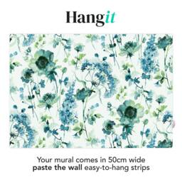 Superfresco Easy Watercolour Floral Blue Green Print To Order 3m x 2.8m Mural - thumbnail 3