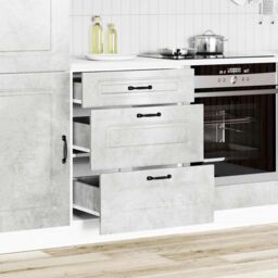 Berkfield Home Kitchen Base Cabinet Kalmar Concrete Grey Engineered Wood - thumbnail 3
