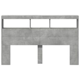 Berkfield Home Headboard Cabinet with LED Concrete Grey 160x17x102 cm - Size: 160 x 17 x 102 cm - thumbnail 6