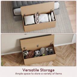 FORGEVIO Toy Chest Box Large Wooden Storage in Natural - Size: 0.6m2 - thumbnail 4