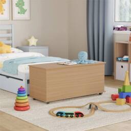 FORGEVIO Toy Chest Box Large Wooden Storage in Natural - Size: 0.6m2 - thumbnail 6