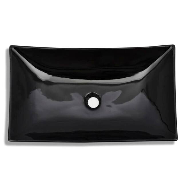 Berkfield Home Elegant Ceramic Bathroom Sink Basin Black Rectangular - image 1