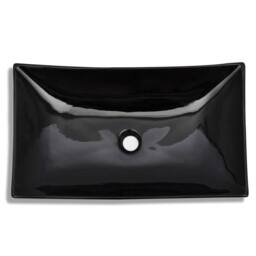 Berkfield Home Elegant Ceramic Bathroom Sink Basin Black Rectangular - thumbnail 1