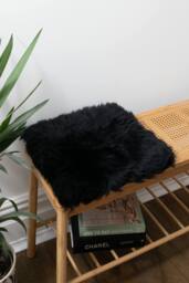 Native Natural Sheepskin Chair Pad Square Black - Size: 40 cm x 40 cm