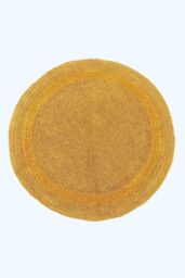 Homescapes Luxury Round Bath Mat Reversible 100% Cotton 1600GSM, 80cm, Quick Dry in Mustard - thumbnail 1