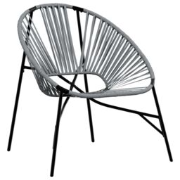 Berkfield Home Garden Chair Set 3 pcs Black & Light Grey Poly Rattan - thumbnail 3