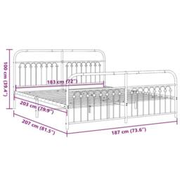 Berkfield Home Metal Bed Frame without Mattress with Footboard White 183x203cm - Size: 183x203 cm - thumbnail 8