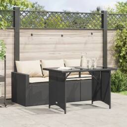 Berkfield Home 2 Piece Garden Dining Set with Cushions Black Poly Rattan - thumbnail 2