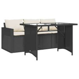 Berkfield Home 2 Piece Garden Dining Set with Cushions Black Poly Rattan - thumbnail 1