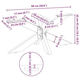 Berkfield Home Coffee Table Leg Spider Shape White 98x58x(42-43) cm Steel - thumbnail 9