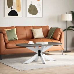 Berkfield Home Coffee Table Leg Spider Shape White 98x58x(42-43) cm Steel - thumbnail 2