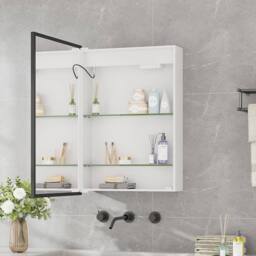H&O Direct Modern Black Surface LED Mirror Cabinet - thumbnail 2