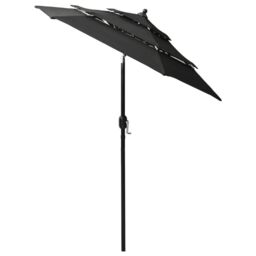 Berkfield Home 3-Tier Parasol with Aluminium Pole Black 2 m - thumbnail 3