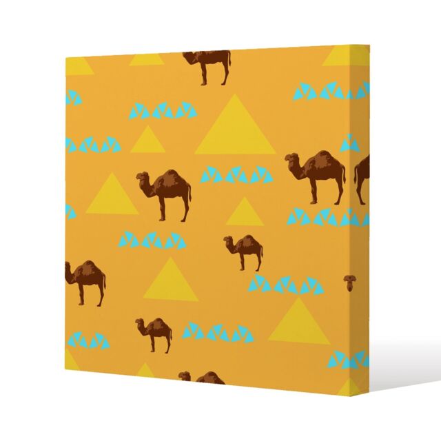 Benjamin Tate Design Seamless pattern with camels (Canvas Print) / 77 x 77 x 4cm in Natural - Size: 77 x 77 x 4 cm - image 1