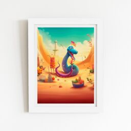 "Warren Reed - Designer Snake On A Beach Holiday Framed Art Print in White - Size: W20"" x H30""" - thumbnail 2