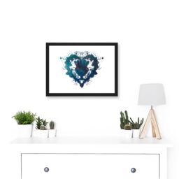 Artery8 Ink Splat Thistle Heart Scotland A4 Artwork Framed Wall Art Print in Black - thumbnail 2