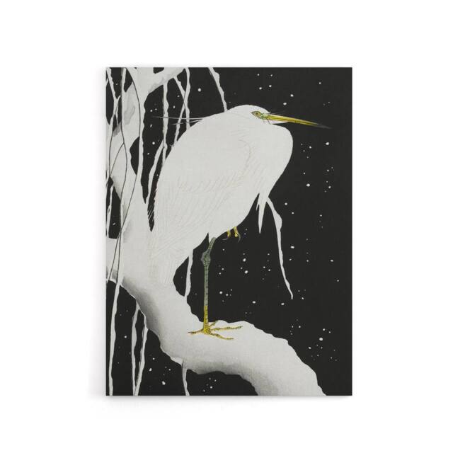 "Artery8 Heron In Snow Covered Tree Branch Canvas Wall Art Print Koson in Black - Size: W18"" x H24""" - image 1