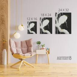 "Artery8 Heron In Snow Covered Tree Branch Canvas Wall Art Print Koson in Black - Size: W18"" x H24""" - thumbnail 4
