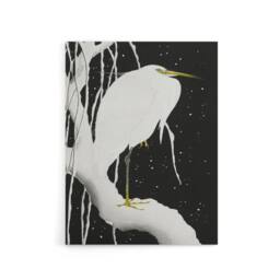 "Artery8 Heron In Snow Covered Tree Branch Canvas Wall Art Print Koson in Black - Size: W18"" x H24""" - thumbnail 1