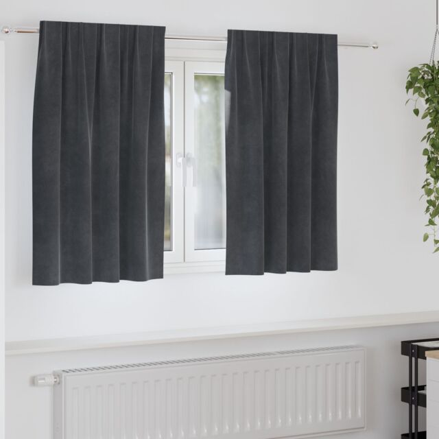 Berkfield Home Blackout Curtains with Top Tape 2 pcs Light Grey Velvet - image 1