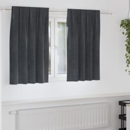 Berkfield Home Blackout Curtains with Top Tape 2 pcs Light Grey Velvet
