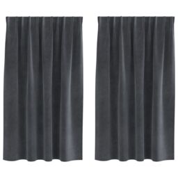 Berkfield Home Blackout Curtains with Top Tape 2 pcs Light Grey Velvet - thumbnail 2