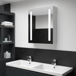 Berkfield Home LED Bathroom Mirror Cabinet 50x13x70 cm in White - Size: 50 x 13 x 70 cm - thumbnail 1
