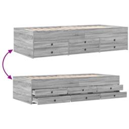 Berkfield Home Versatile Daybed with Drawers without Mattress Grey Sonoma 90x190 - thumbnail 7