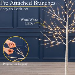 Christow White Birch Tree Light LED Christmas Decoration Indoor Outdoor 4ft 5ft 6ft - thumbnail 4