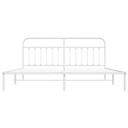 Berkfield Home Metal Bed Frame with Headboard White 193x203 cm - thumbnail 6
