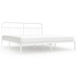 Berkfield Home Metal Bed Frame with Headboard White 193x203 cm - thumbnail 2