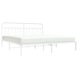 Berkfield Home Metal Bed Frame with Headboard White 193x203 cm - thumbnail 3