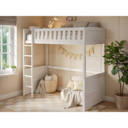 Flair Bea Wooden High Sleeper in White - Size: Single